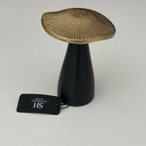 Sagebrook Homes Large Gold Metal Black Wood Mushroom New With Tag 6”‎